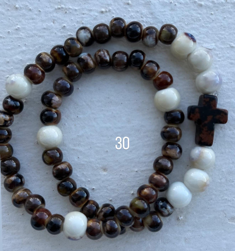 Pulsera Rosario Cerámica 2 vueltas hecho a mano