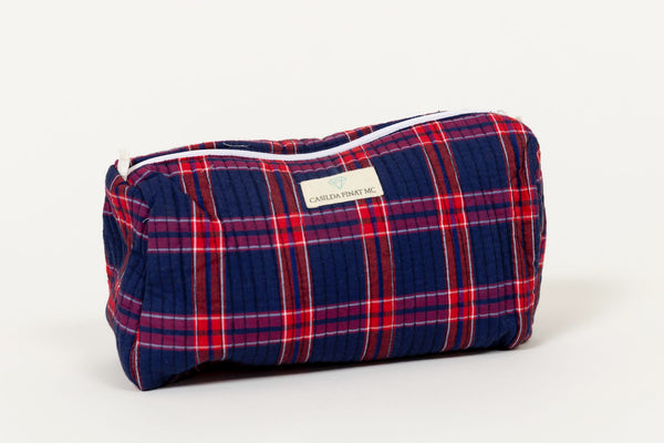 Neceser estampado cuadros azul/rojo XL