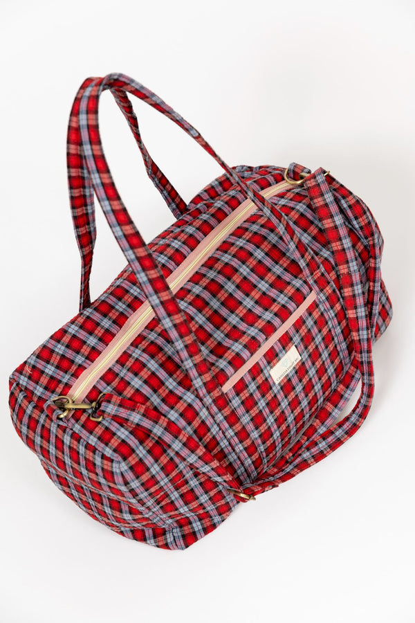 Bolsa viaje cuadros rojo