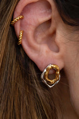 Pendientes martillados oro/plata