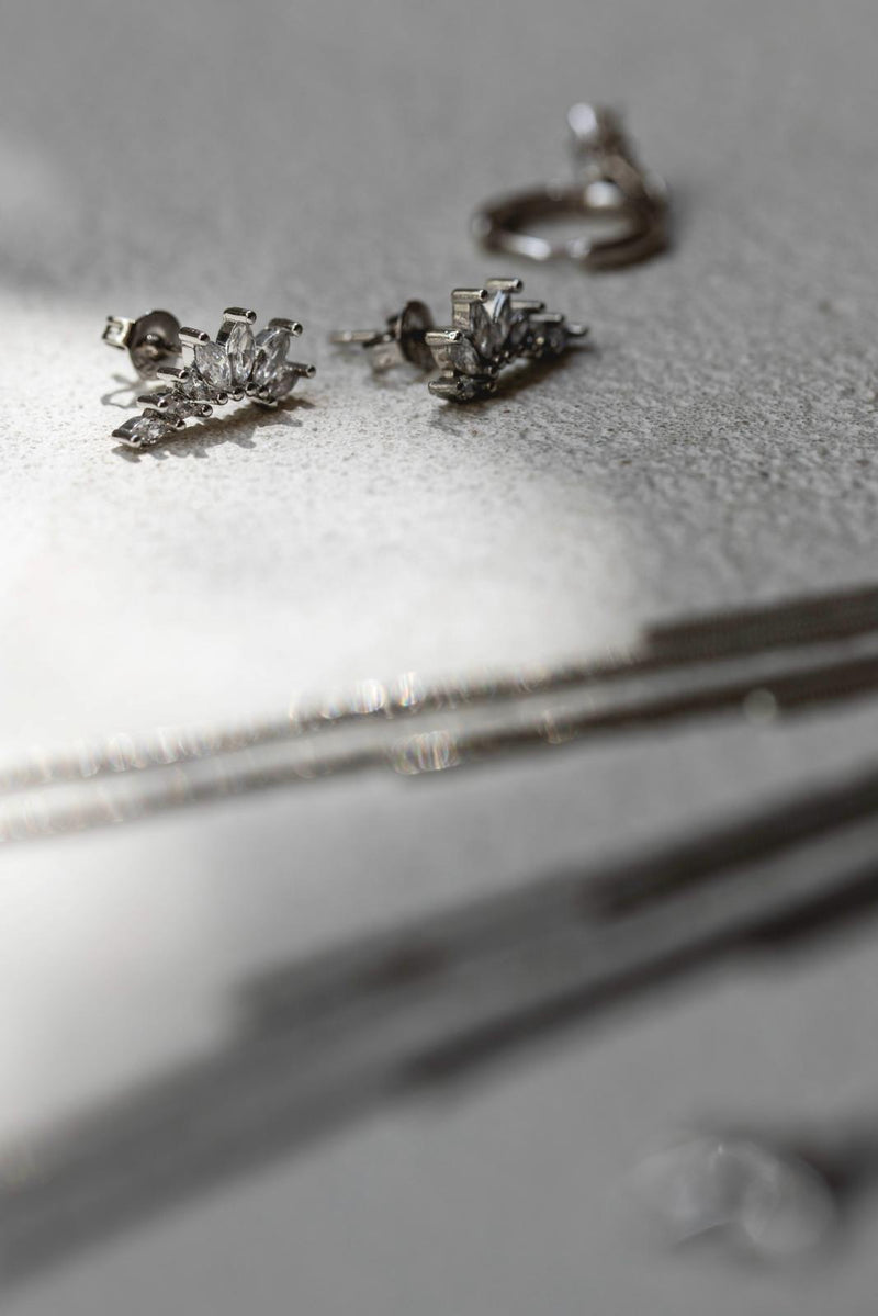 Pendientes tiara plata