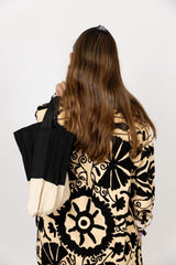 Bolso acordeón negro/beige