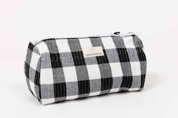 Neceser estampado vichy negro XL