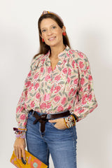 Camisa flores rosa/verde