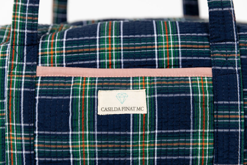 Bolsa viaje cuadros verde/azul
