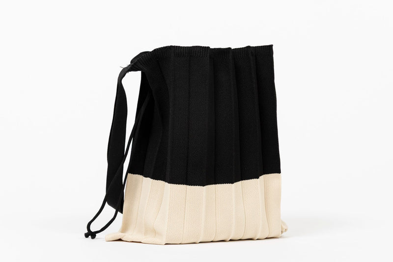 Bolso acordeón negro/beige