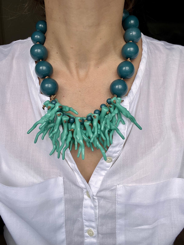 Collar Gorgonia Azul y Turquesa
