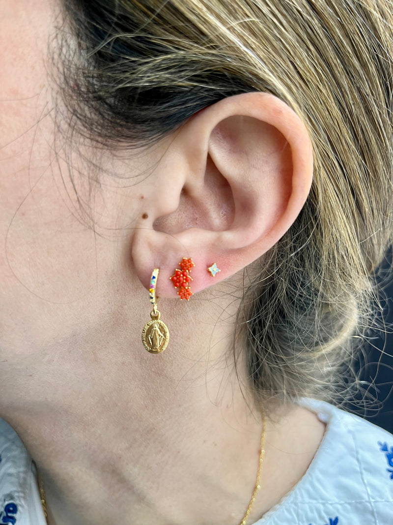 Pendientes Tres Brillantes Coral