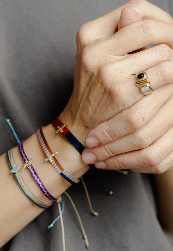 Pulsera tela Cruz Blanca