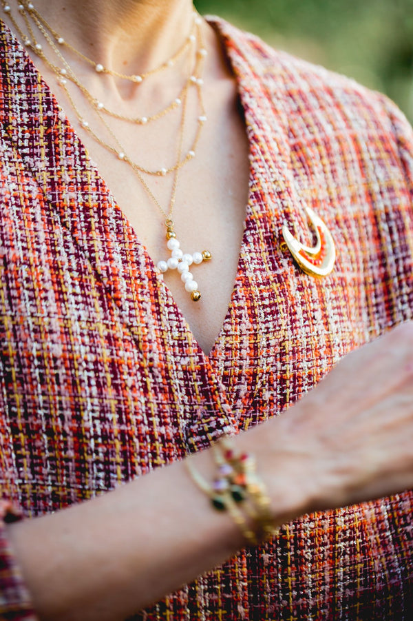 Colgante Cruz Perlas