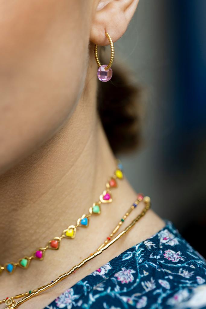 Aros Espiral Piedra Rosa