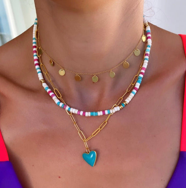 Colgante Corazón de melón turquesa