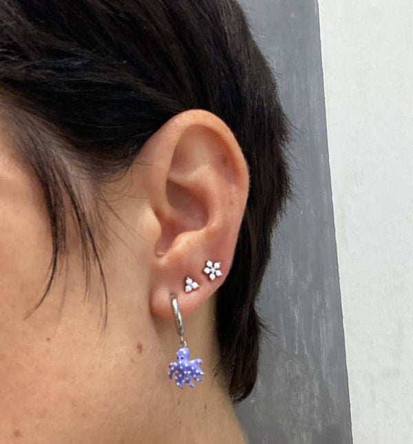 Pendientes flor blanca plata