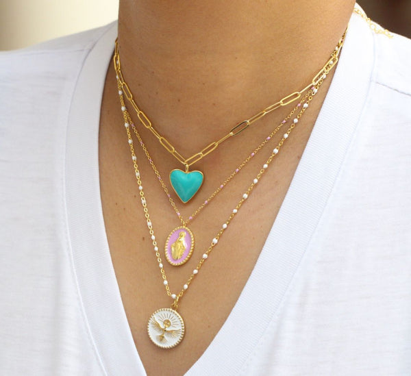 Colgante Corazón de melón turquesa